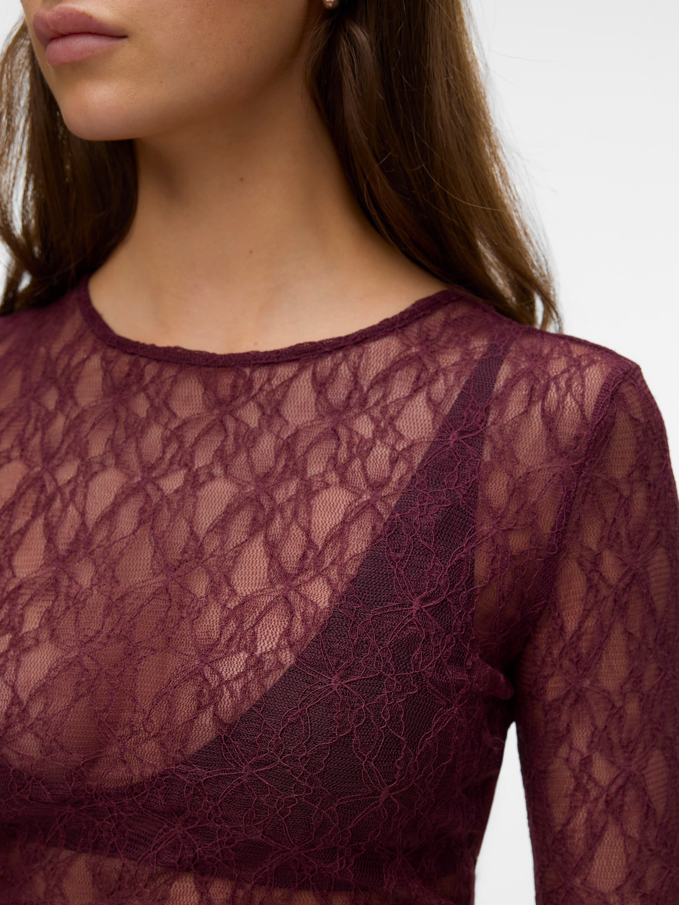 AWARE TESSY LS O-NECK LACE TOP