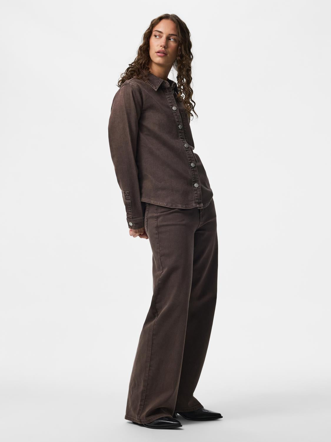 PIECES SILKE MW WIDE COLORED JEANS