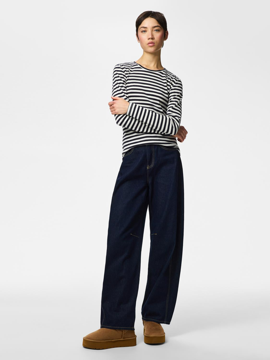 PIECES RUKA LS TOP - SKY CAPTAIN/WHITE