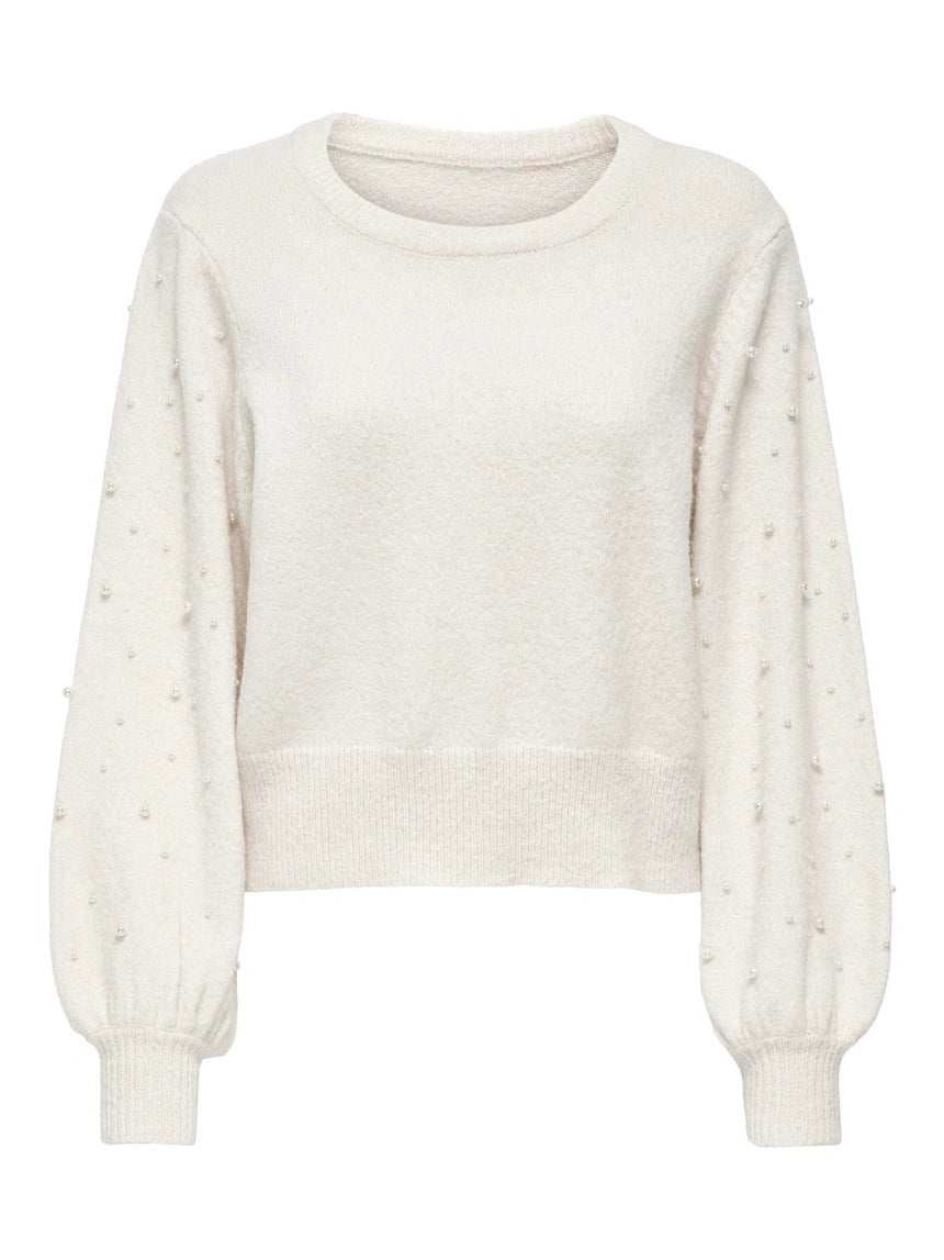 ONLY KINNE LS PEARL DETAIL ONECK KNIT