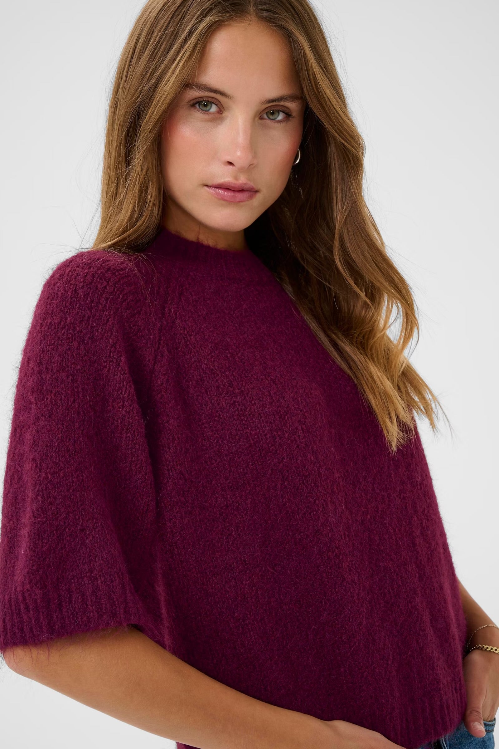 KAFFE EMILIE CROPPED KNIT PULLOVER