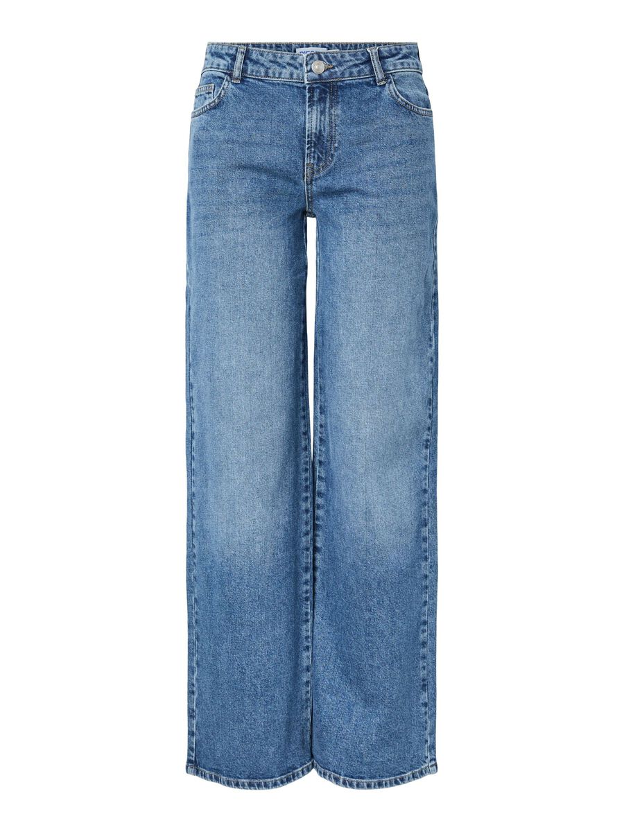 PIECES SELMA LW WIDE JEANS - MEDIUM BLUE DENIM