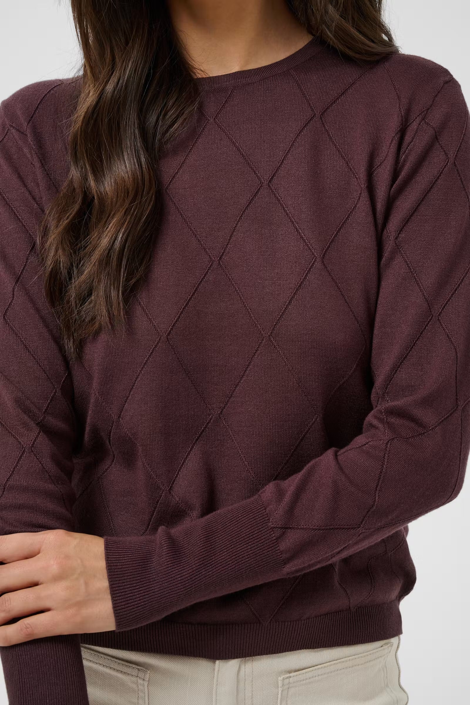 KAFFE LIZZA ARGYLE PULLOVER LS
