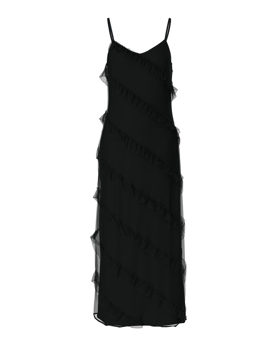 PIECES TWIRL FRILL MAXI STRAP DRESS