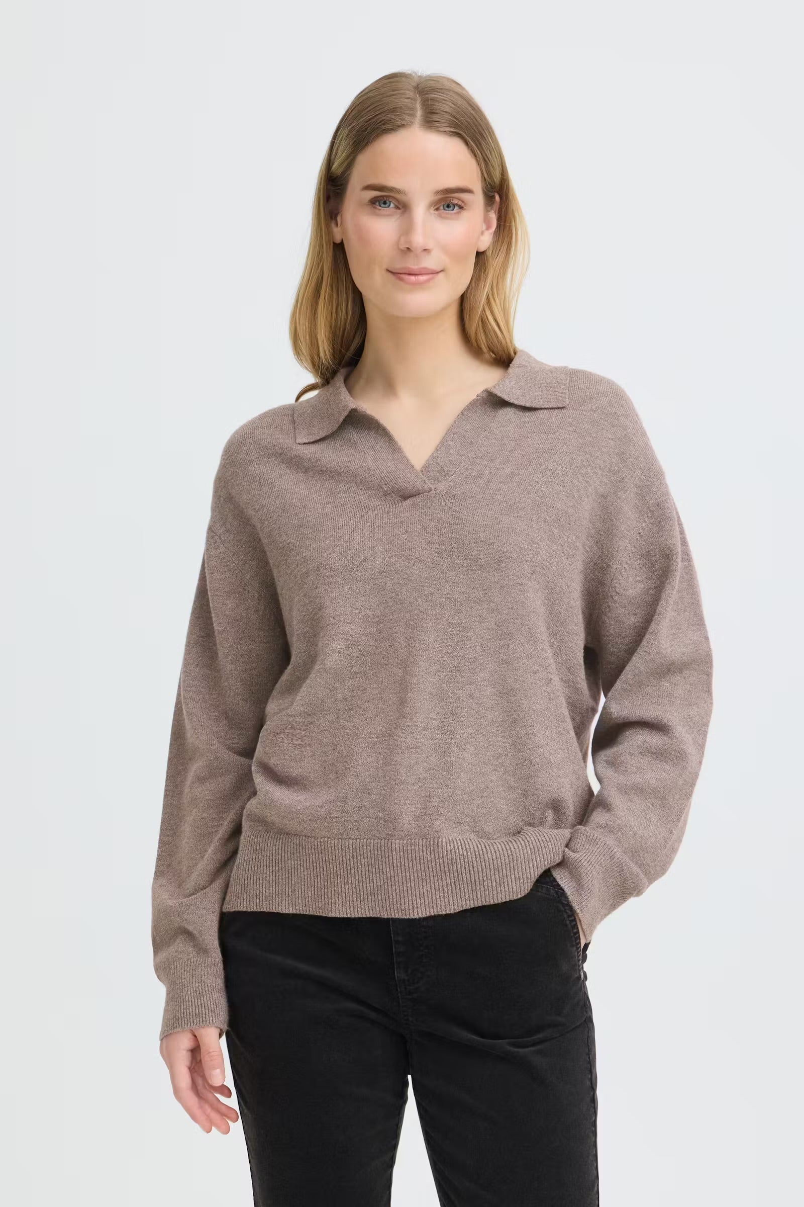 PULZ JEANS STEFFI OPEN POLO PULLOVER