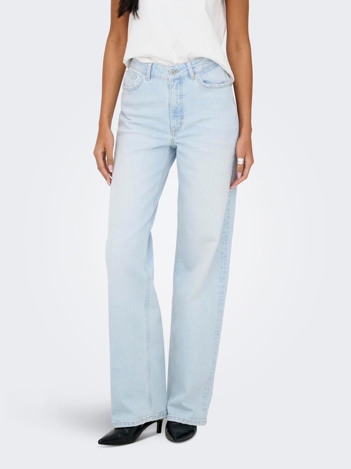 ONLY JUICY HW WIDE LEG - LIGHT BLUE BLEACHED DENIM