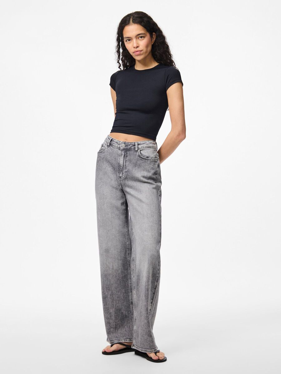 PIECES SILKE MW WIDE JEANS