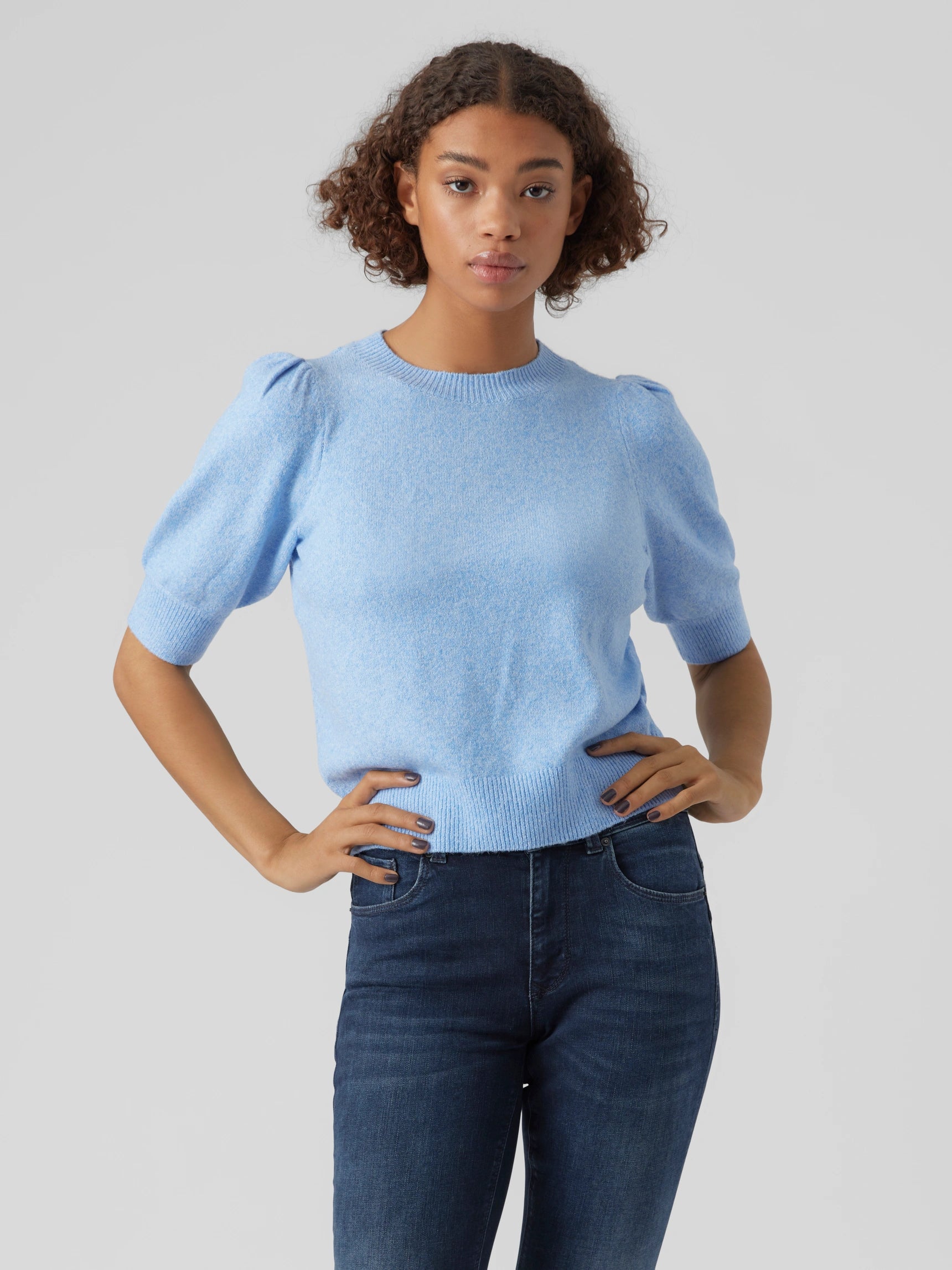 VERO MODA DOFFY 2/4 O-NEKCK PULLOVER - BLUE