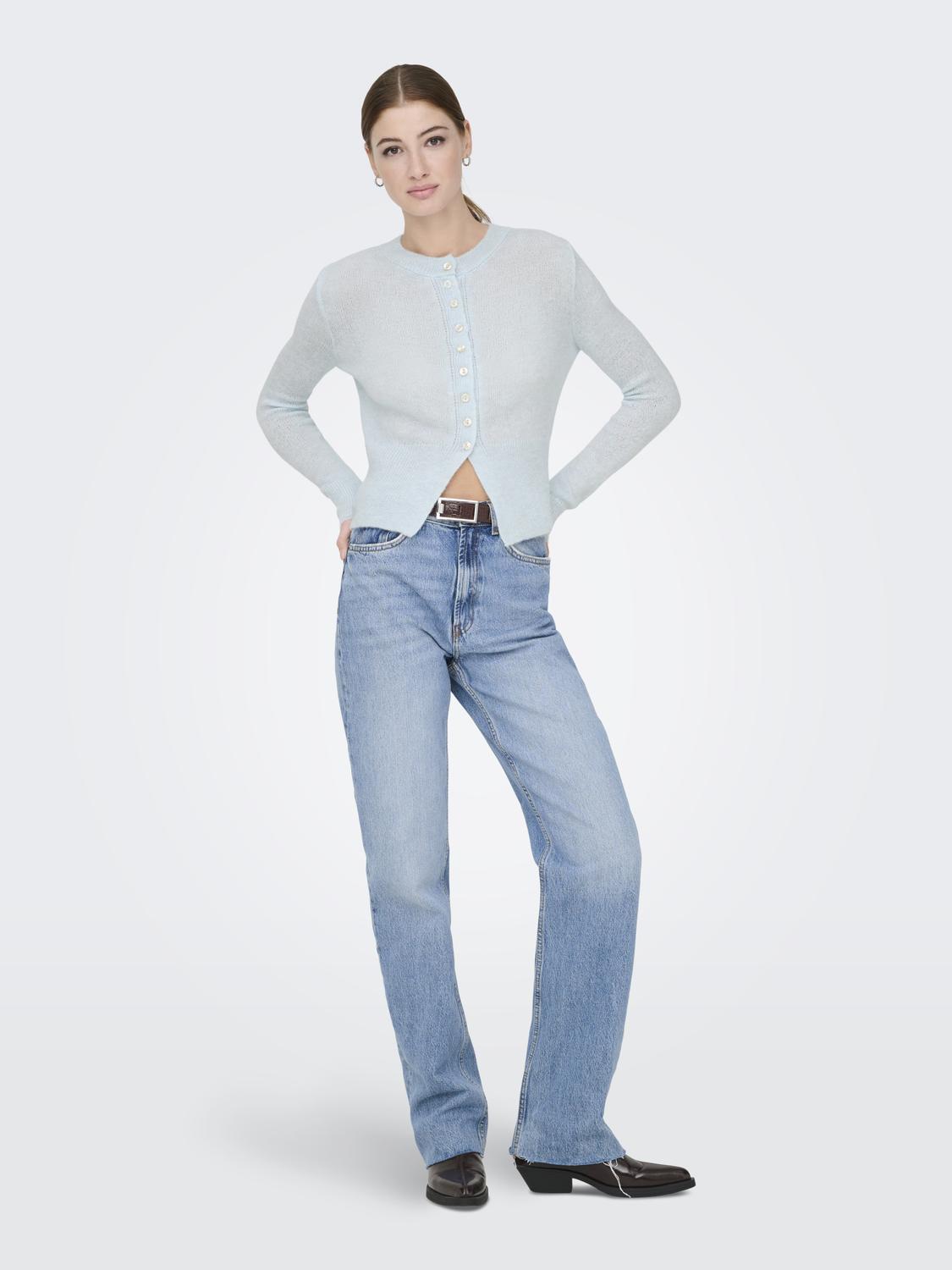 ONLY ELLA LS BUTTON O-NECK CARDIGAN KNT