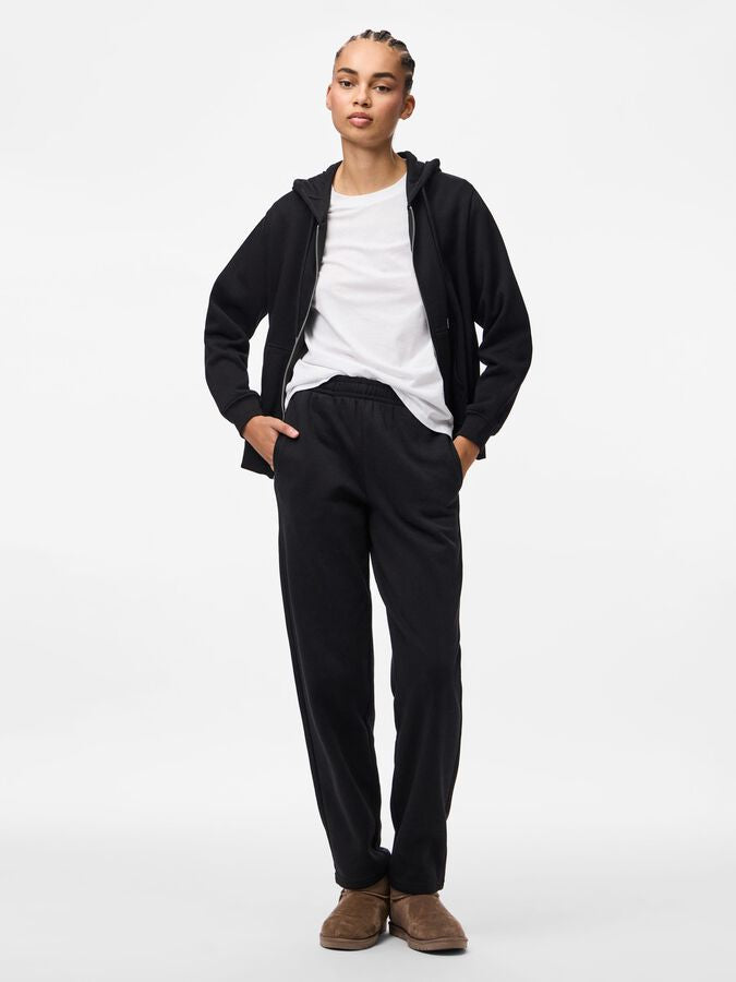 PIECES CHILLI HW STRAIGHT SWEAT PANTS - BLACK