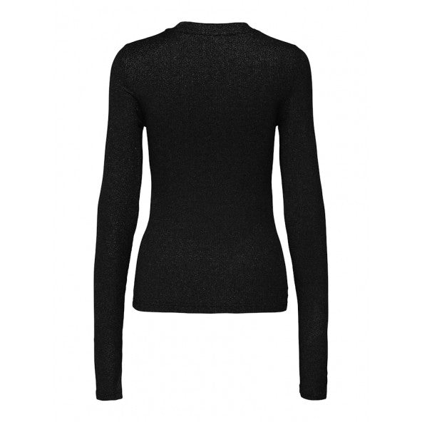 ONLY LENA L/S O-NECK GLITTER RIB TOP