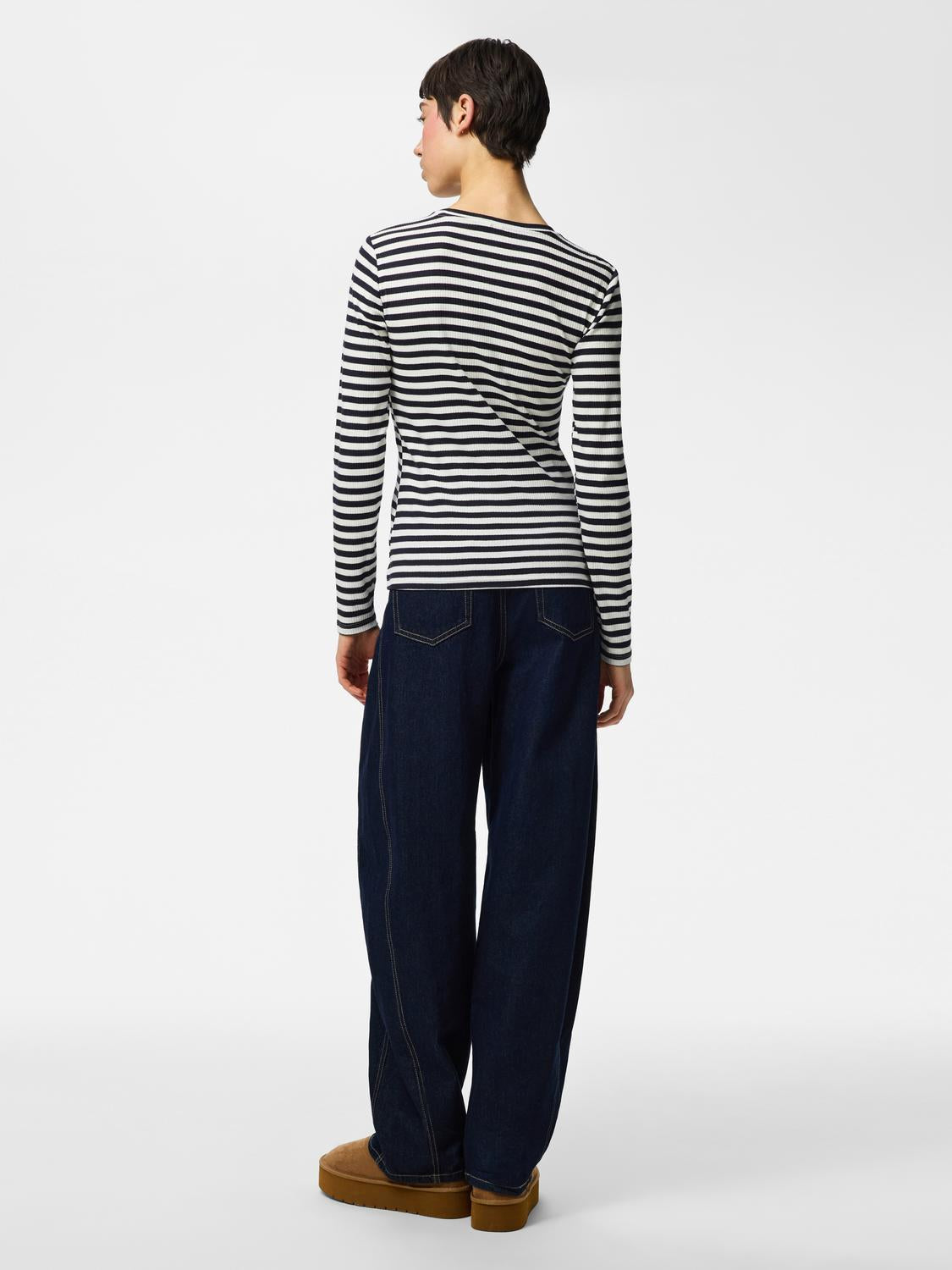 PIECES RUKA LS TOP - SKY CAPTAIN/WHITE