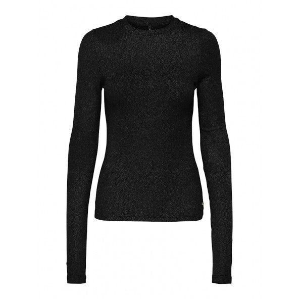 ONLY LENA L/S O-NECK GLITTER RIB TOP