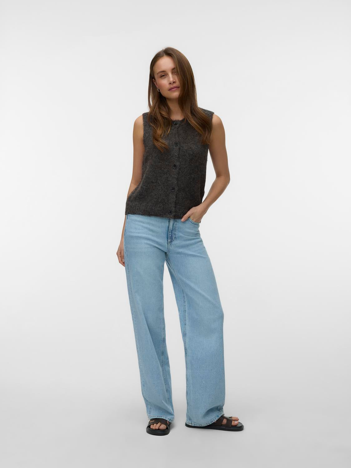 VERO MODA NOVAH SL O-NECK BUTTON VEST