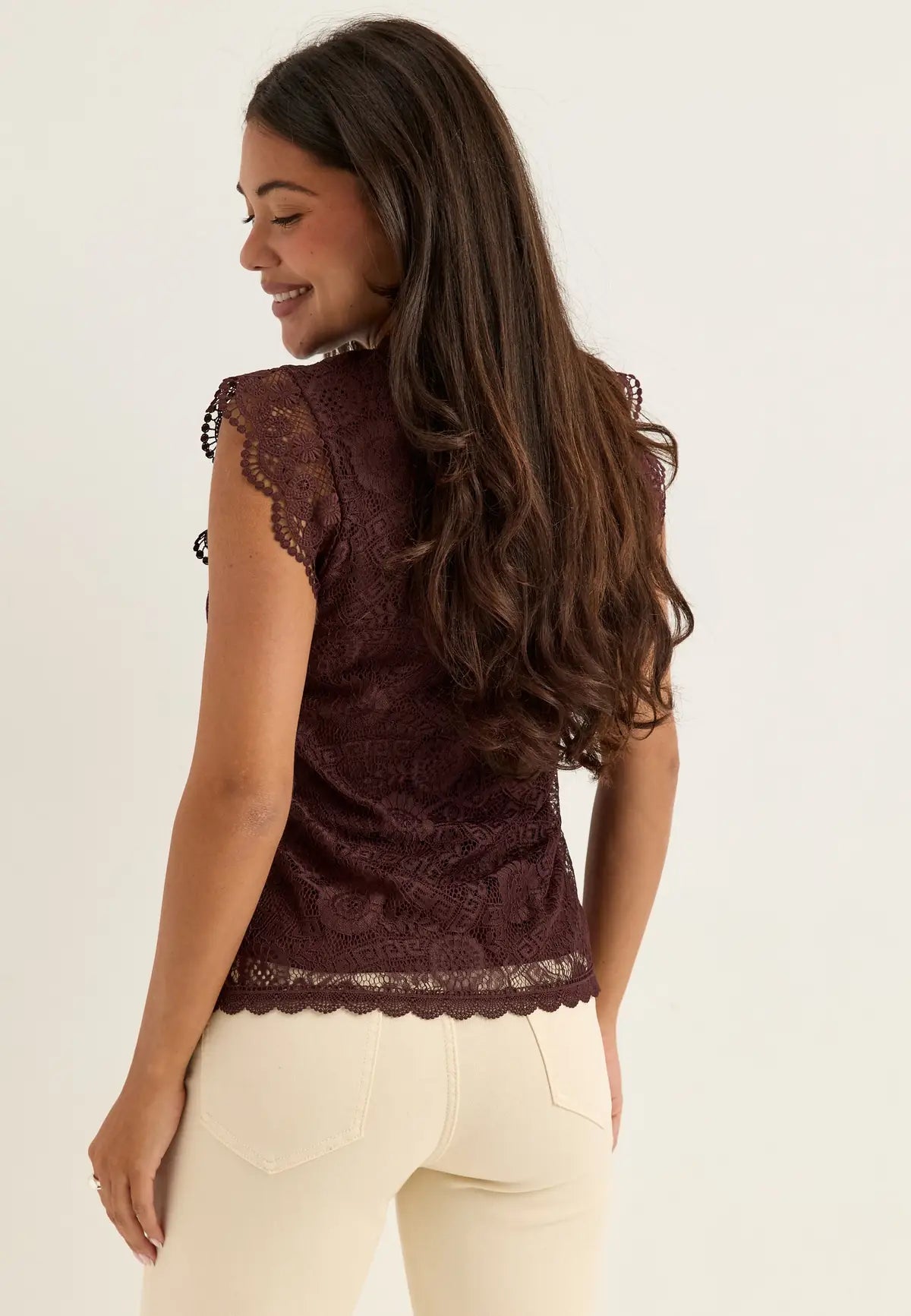 PIECES OLLINE SL LACE TOP