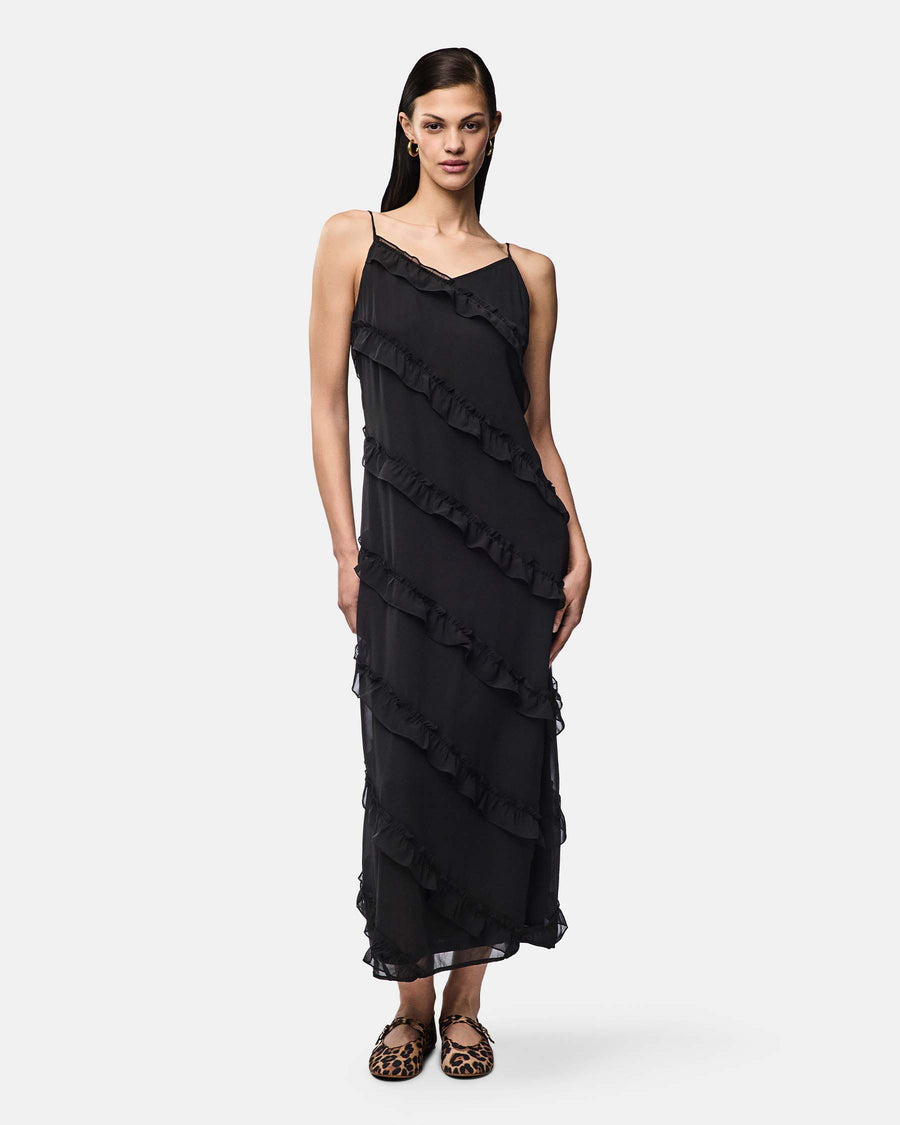 PIECES TWIRL FRILL MAXI STRAP DRESS