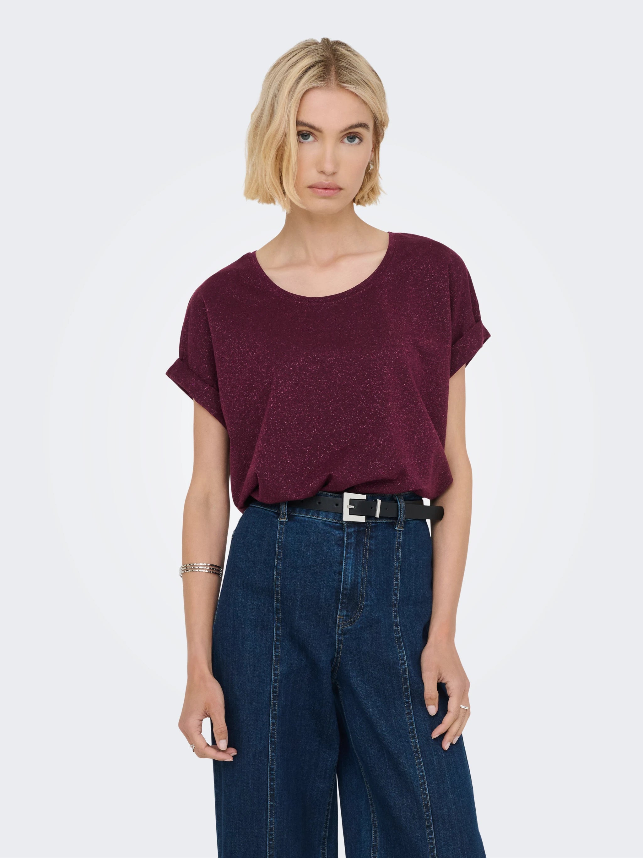 ONLY MOSTER GLITTER SS O-NECK TOP