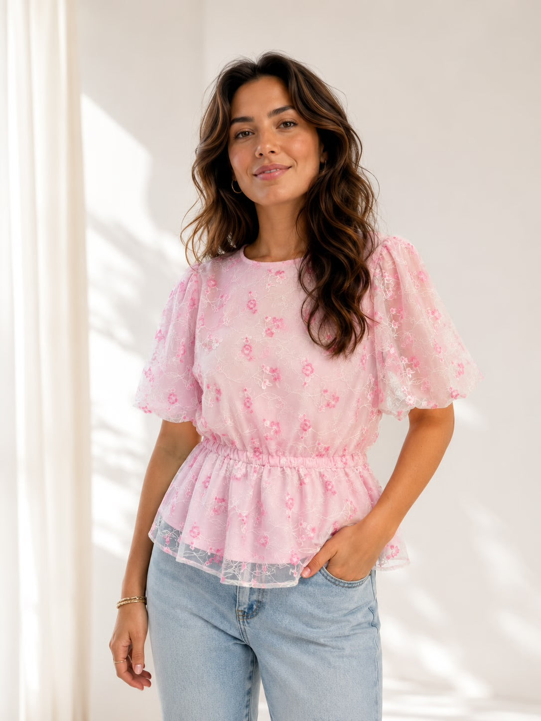 VERO MODA MILLA 2/4 PEPLUM TOP