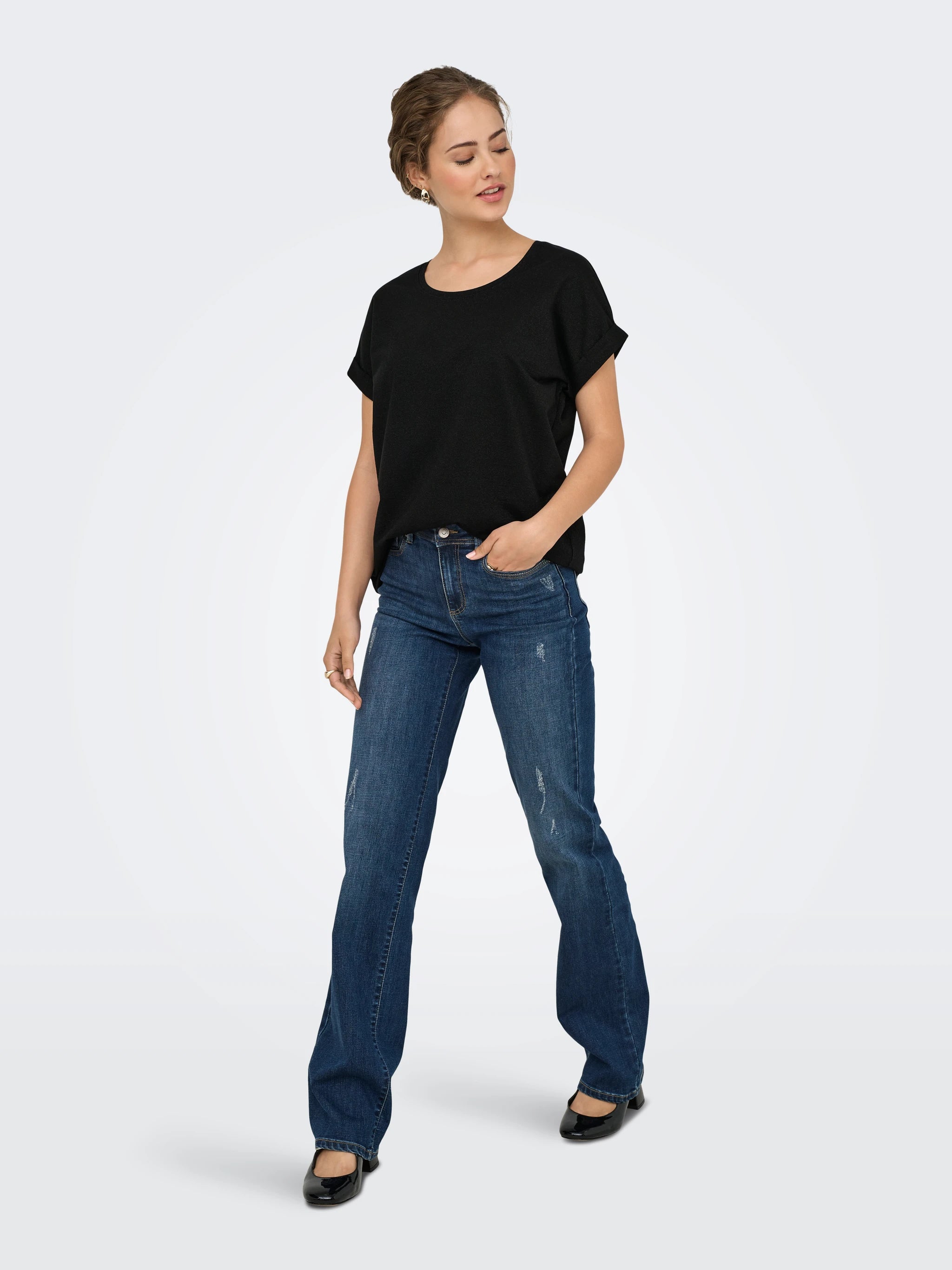 ONLY Onltara SS Rib O-Neck Top – Maglia A Costine Donna, Girocollo, Maniche Corte, Colore Neutro, Vestibilità Normale