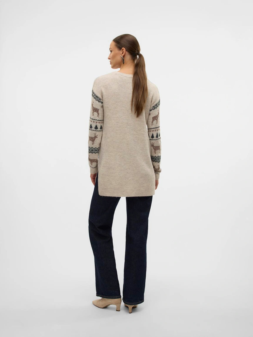 VERO MODA DEERS LS O-NECK H/L LONG PULL XMAS