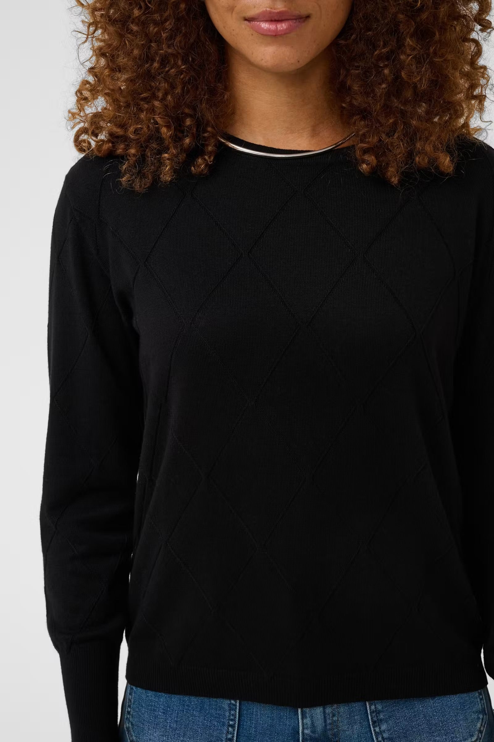 KAFFE LIZZA ARGYLE PULLOVER LS