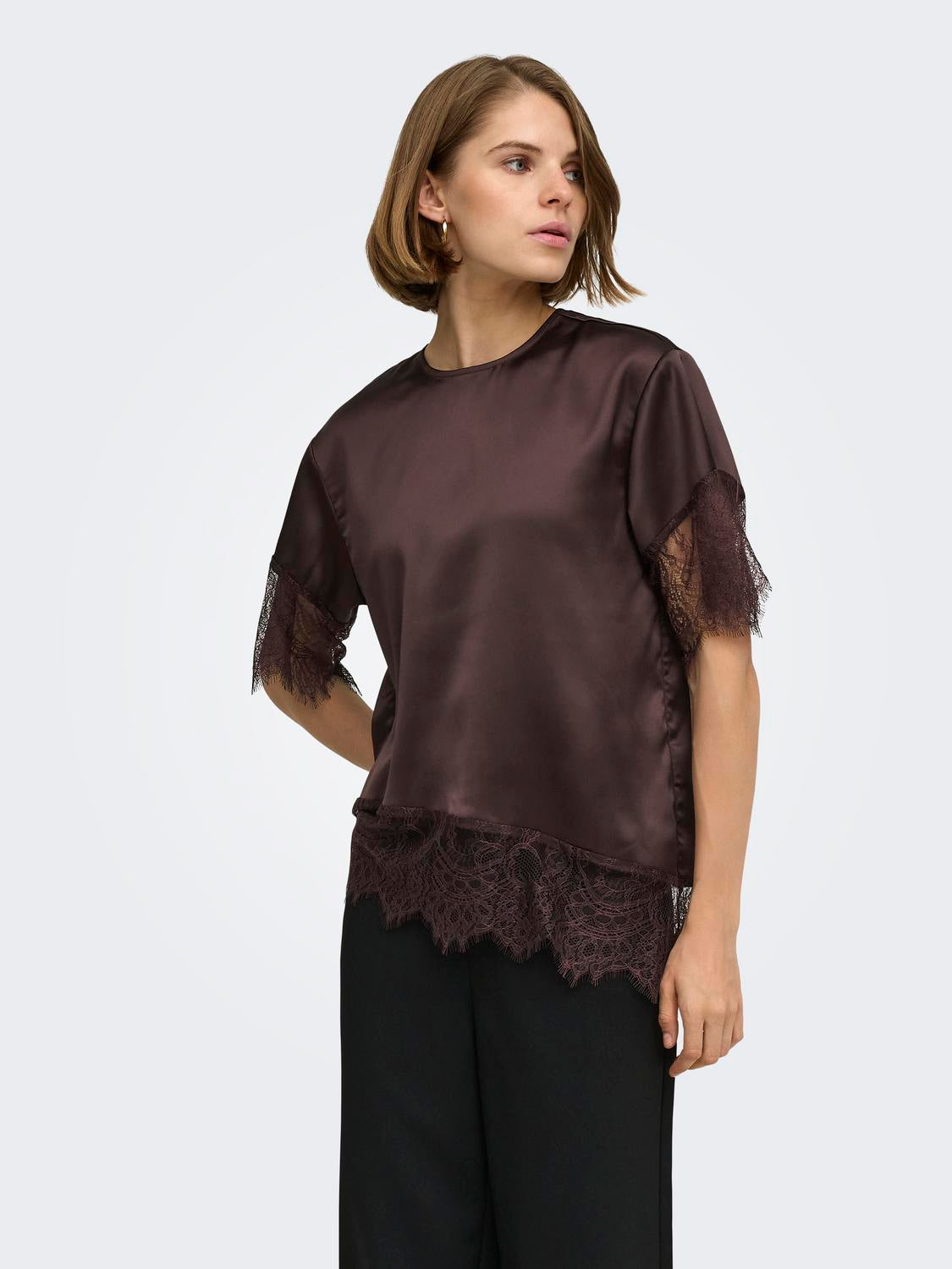 ONLY INDONA 2/4 SATIN LACE TOP WVN