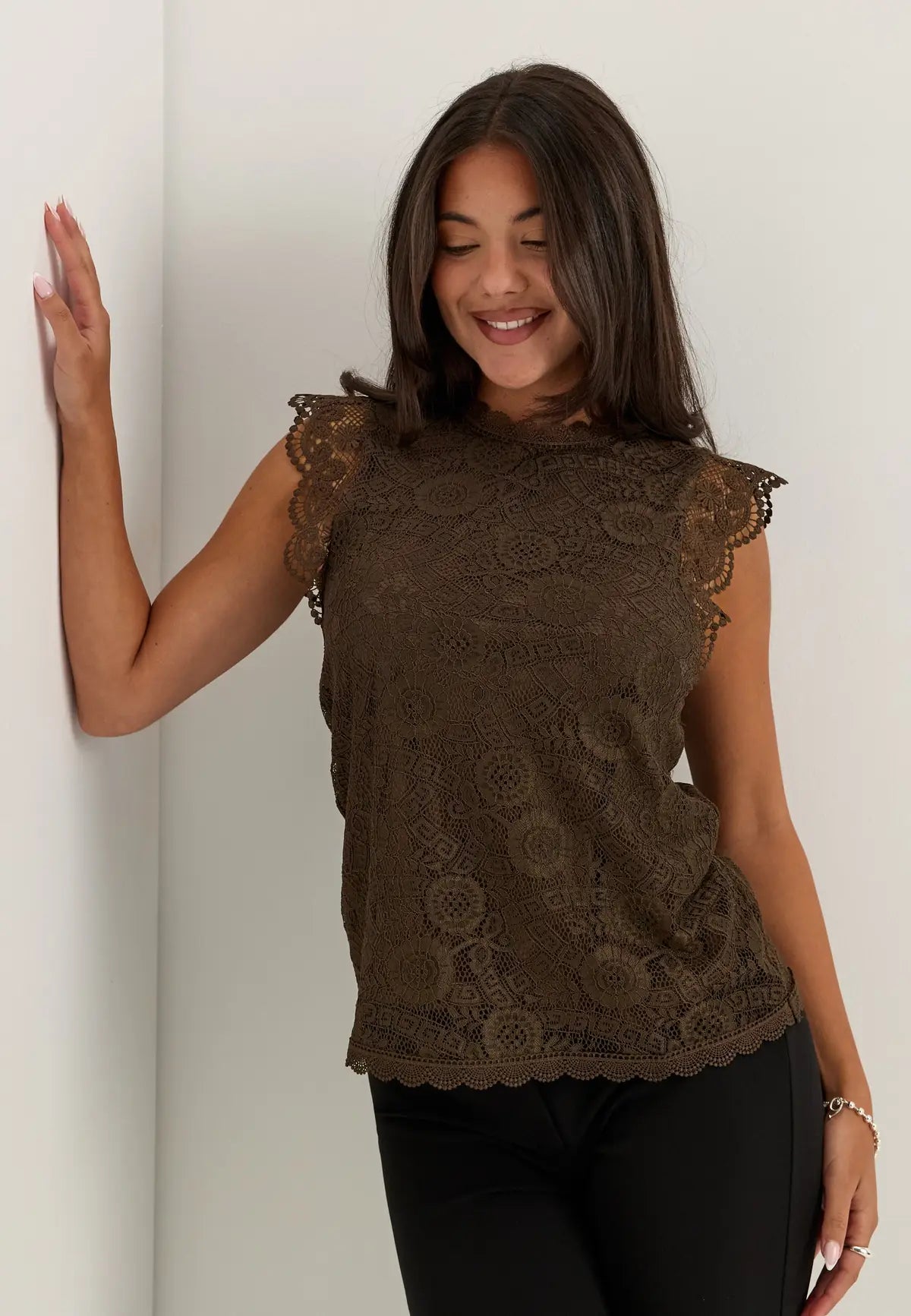 PIECES OLLINE SL LACE TOP