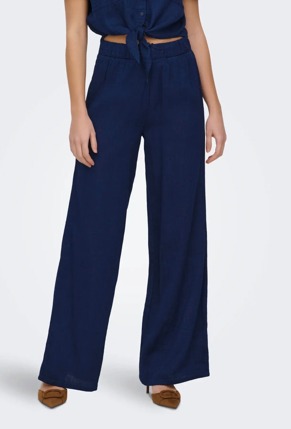 ONLY LEONI SEERSUCKER PULL UP PANTS