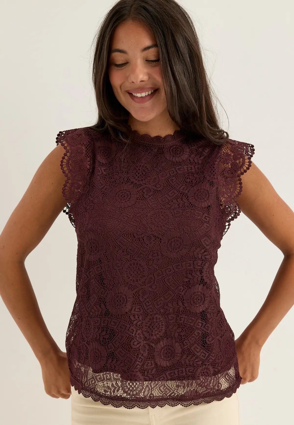 PIECES OLLINE SL LACE TOP