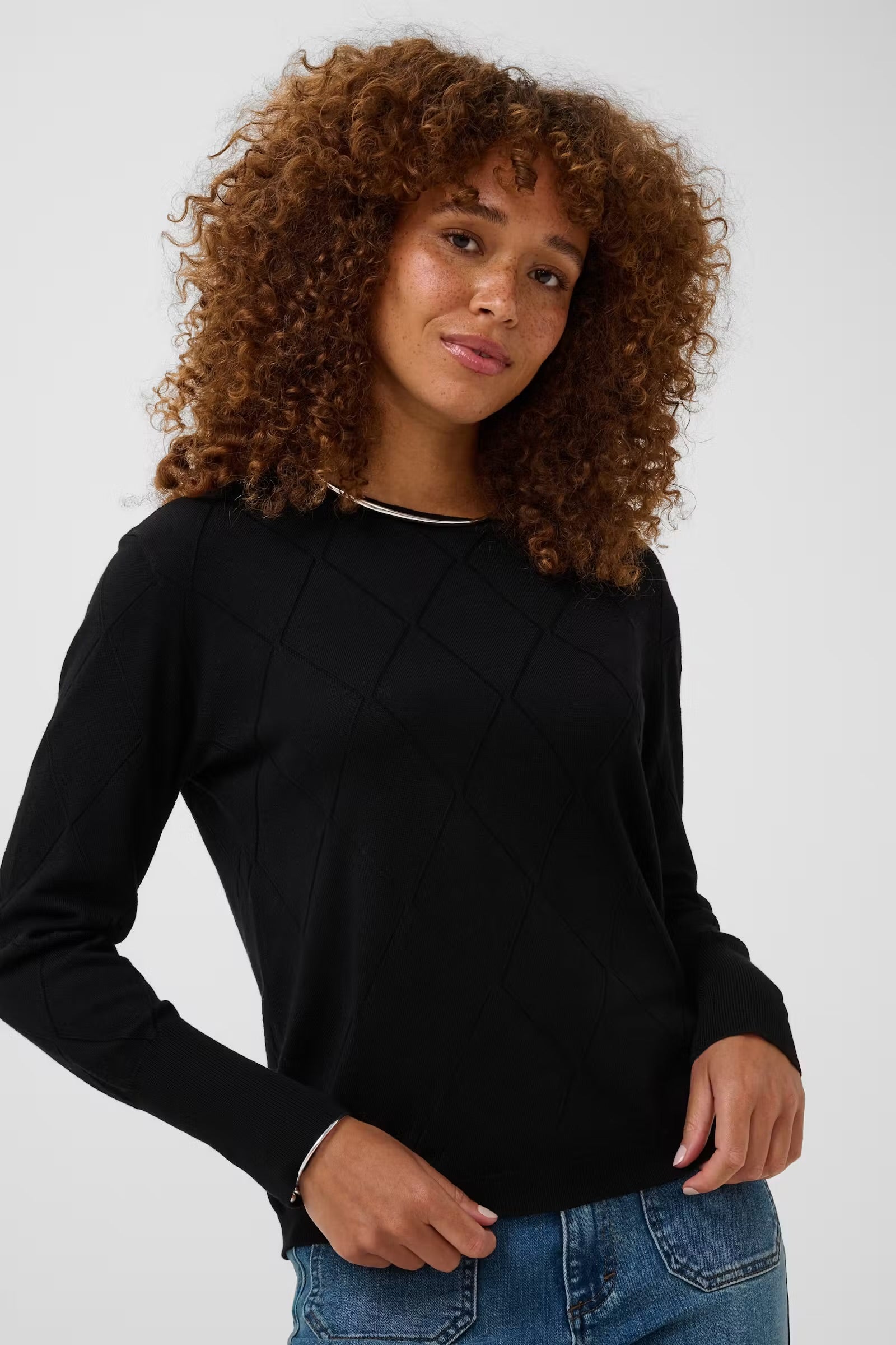 KAFFE LIZZA ARGYLE PULLOVER LS