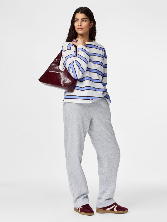 PIECES CHILLI HW STRAIGHT SWEAT PANTS - LIGHT GREY MELANGE