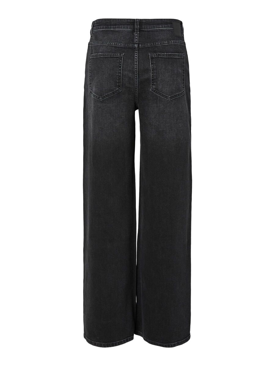 PIECES SILKE MW WIDE JEANS - BLACK DENIM