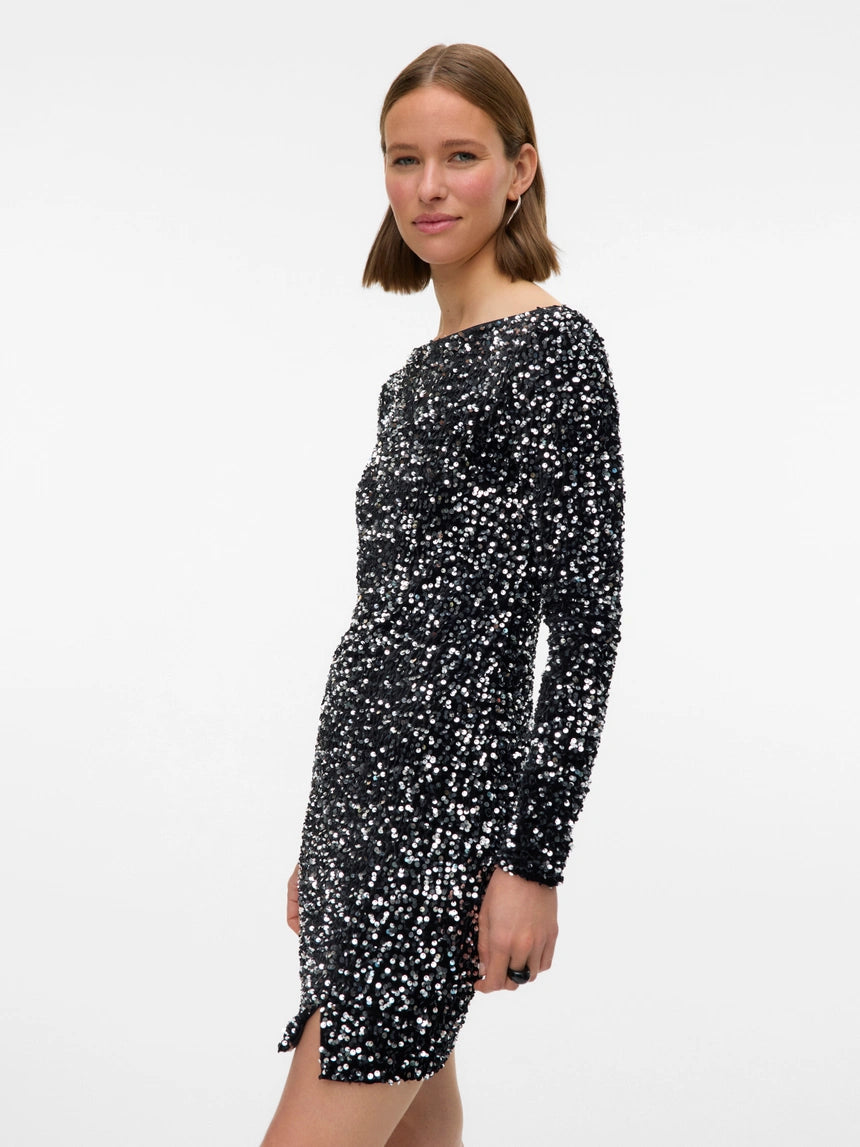 VERO MODA BELLA LS SHORT SEQUIN DRESS