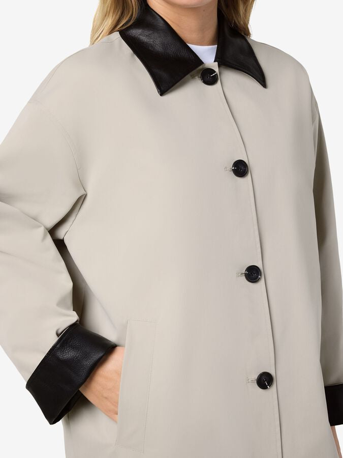 NOISY MAY NORA PU COLLAR LONG COAT