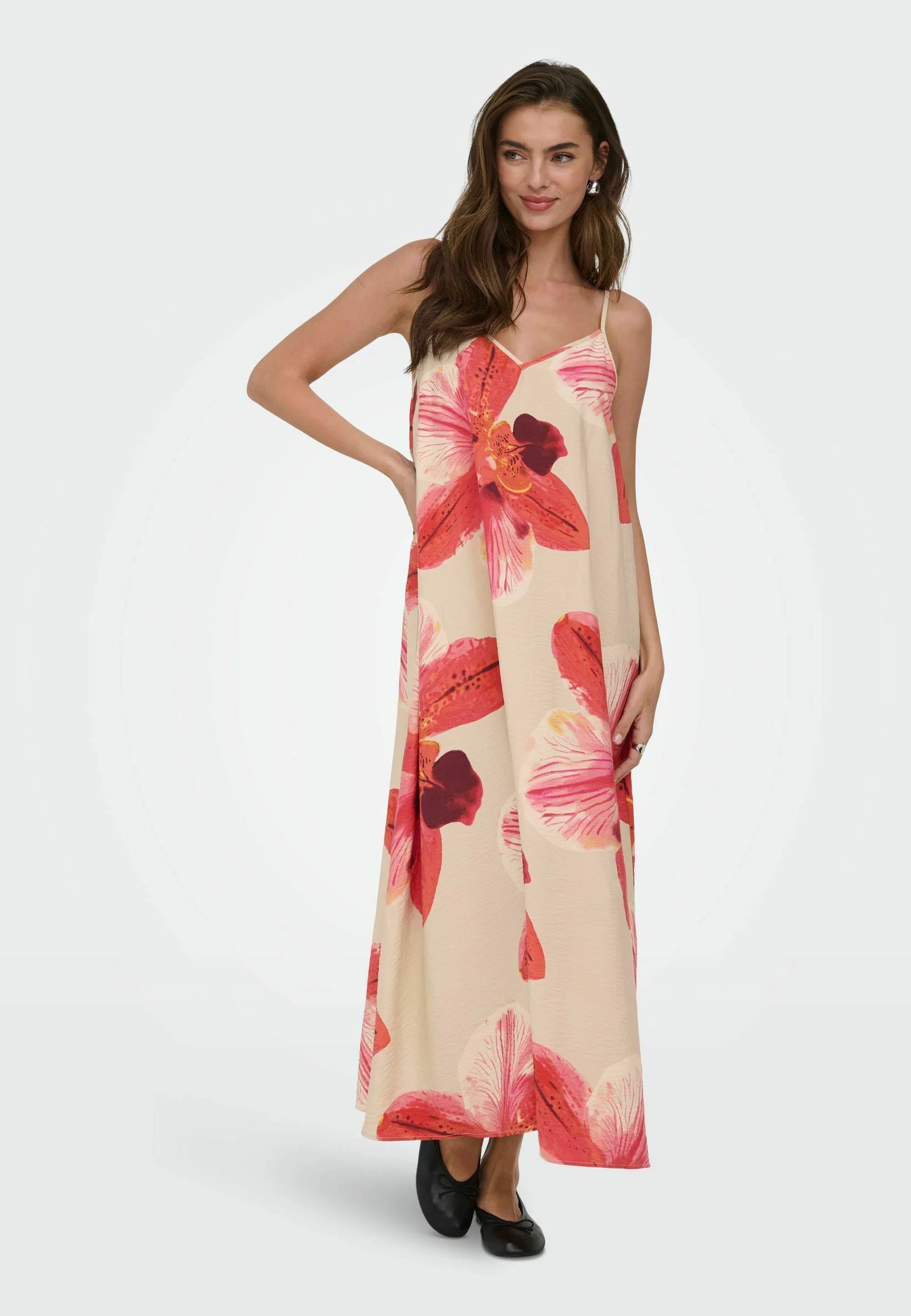 ONLY RESI-ELANOR STRAP BIG FLOWR DRESS