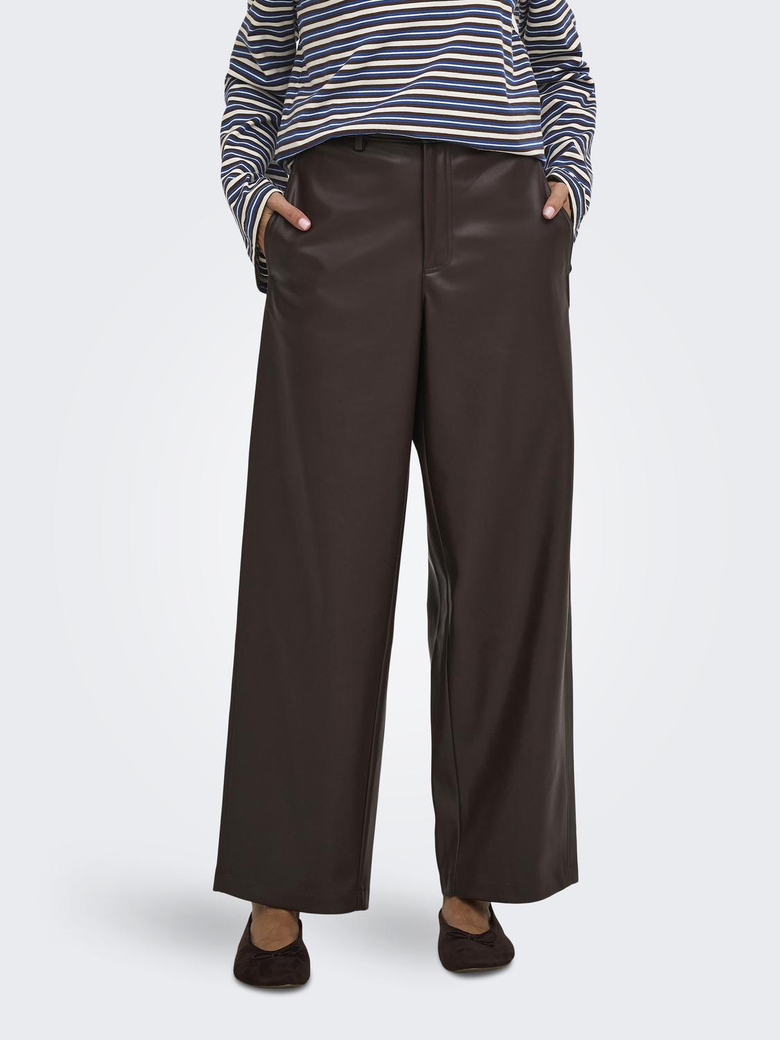 ONLY NELI MW FAUX LEA BARREL PANT