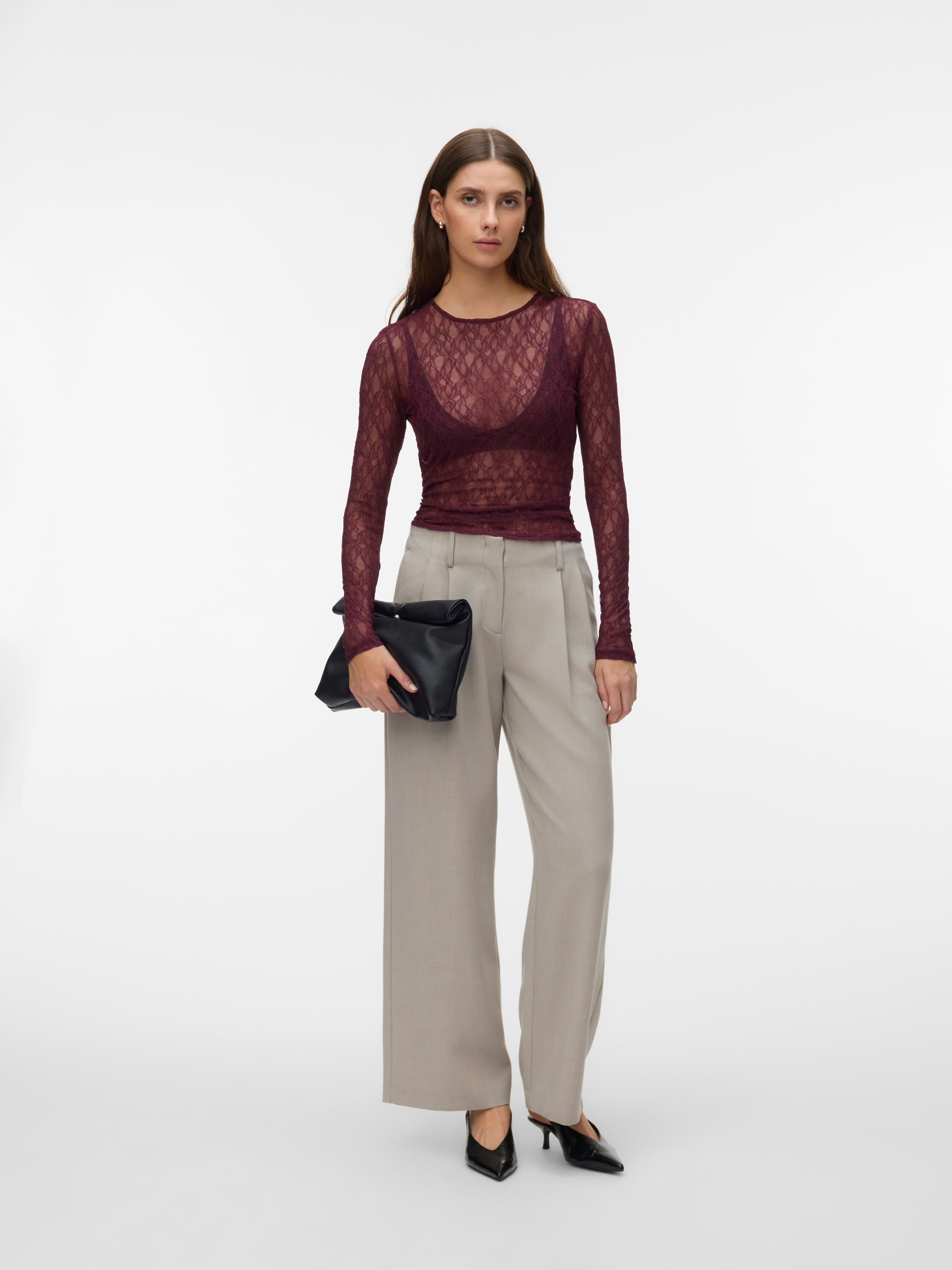 AWARE TESSY LS O-NECK LACE TOP