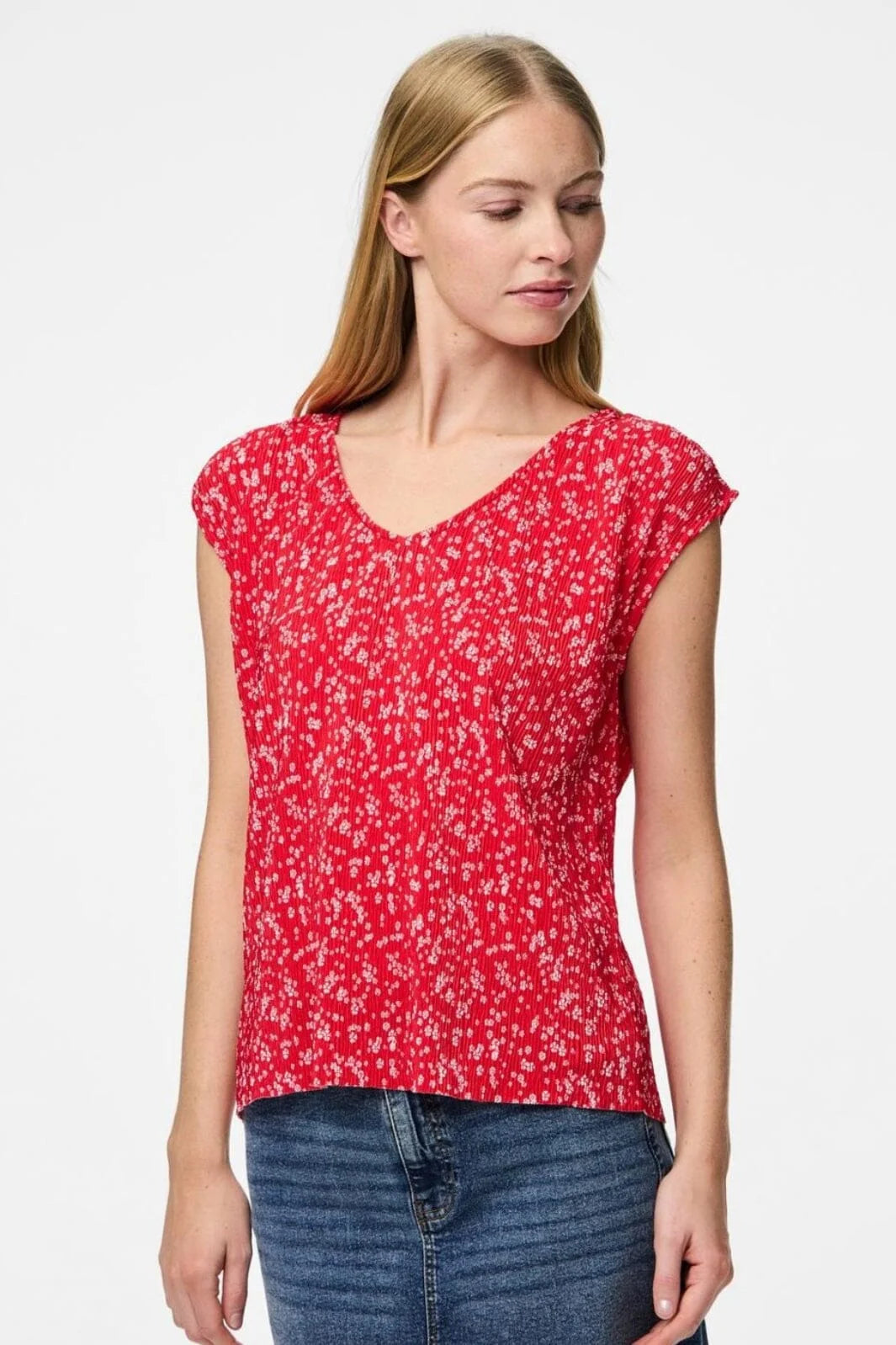 PIECES FLORA SS V-NECK TOP