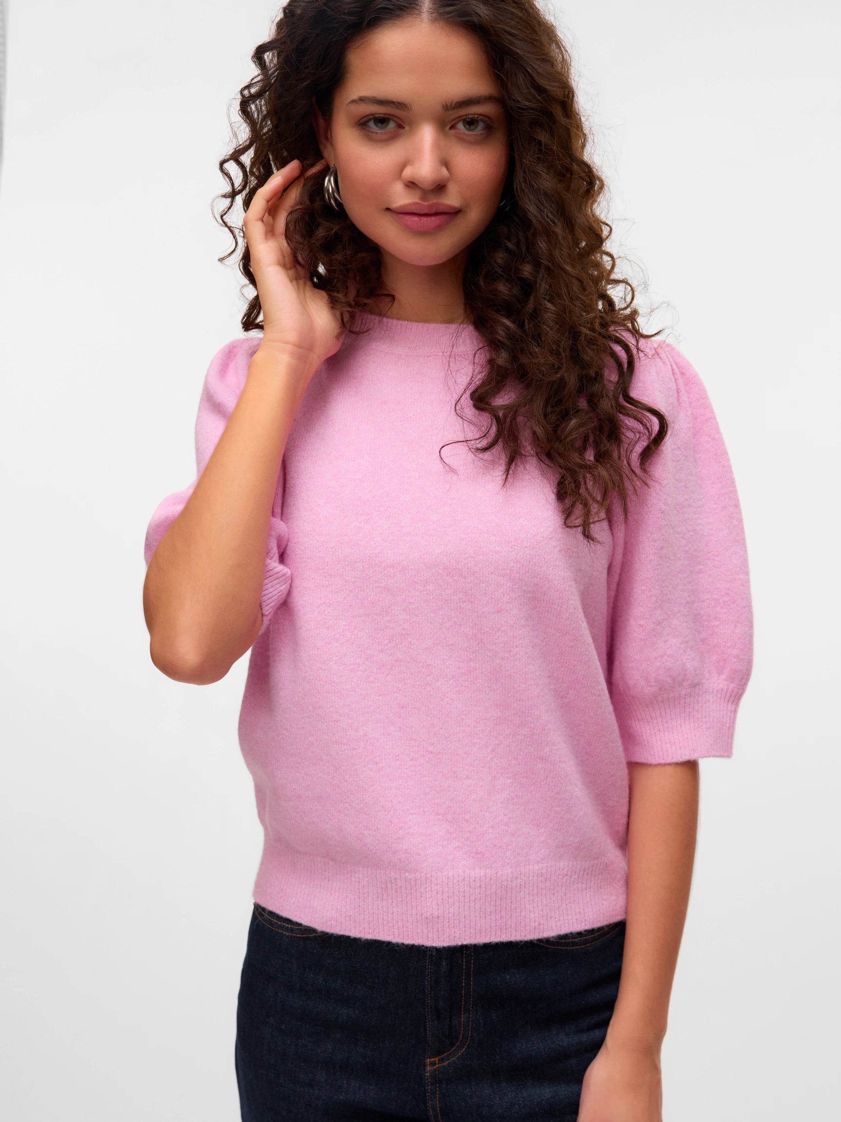 VERO MODA DOFFY 2/4 O-NEKCK PULLOVER - PINK