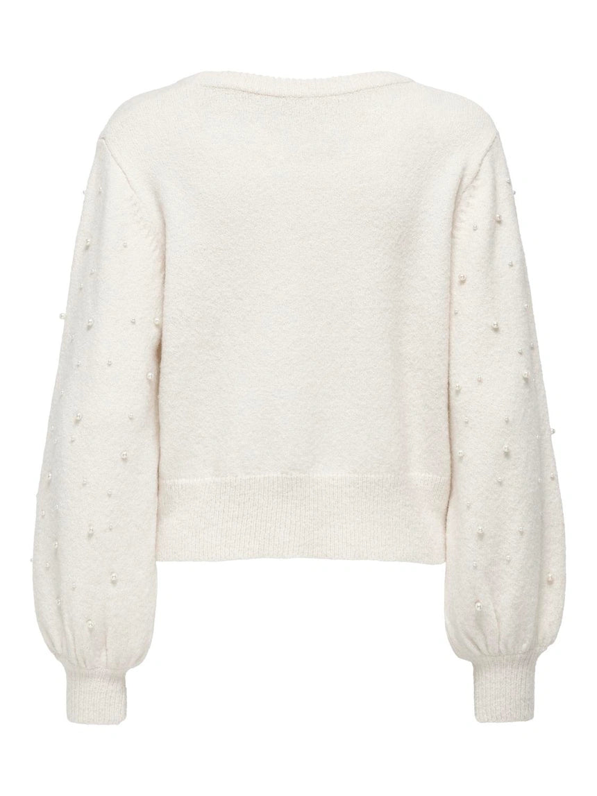 ONLY KINNE LS PEARL DETAIL ONECK KNIT