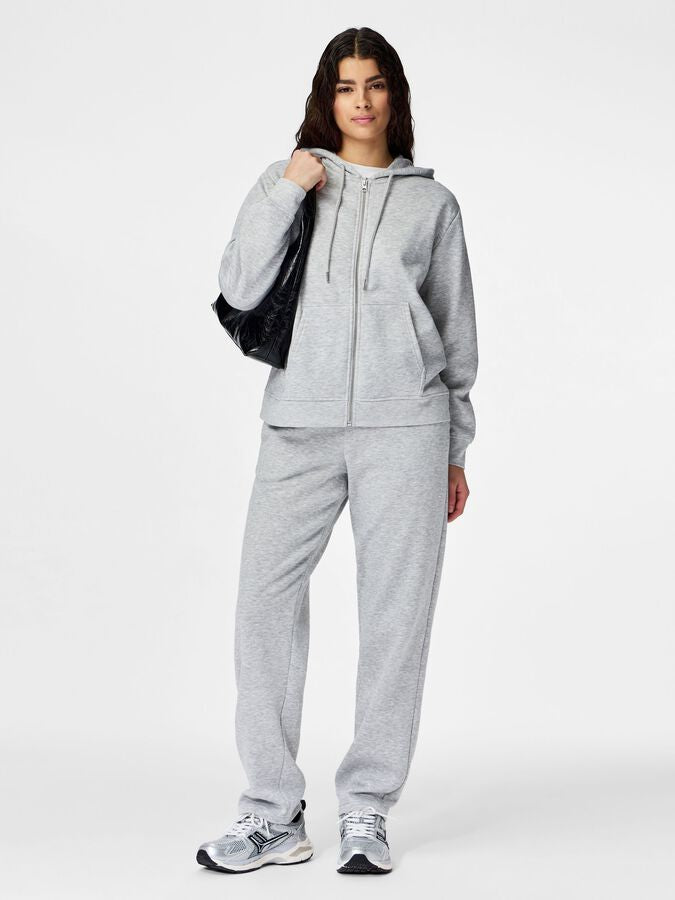 PIECES CHILLI HW STRAIGHT SWEAT PANTS - LIGHT GREY MELANGE