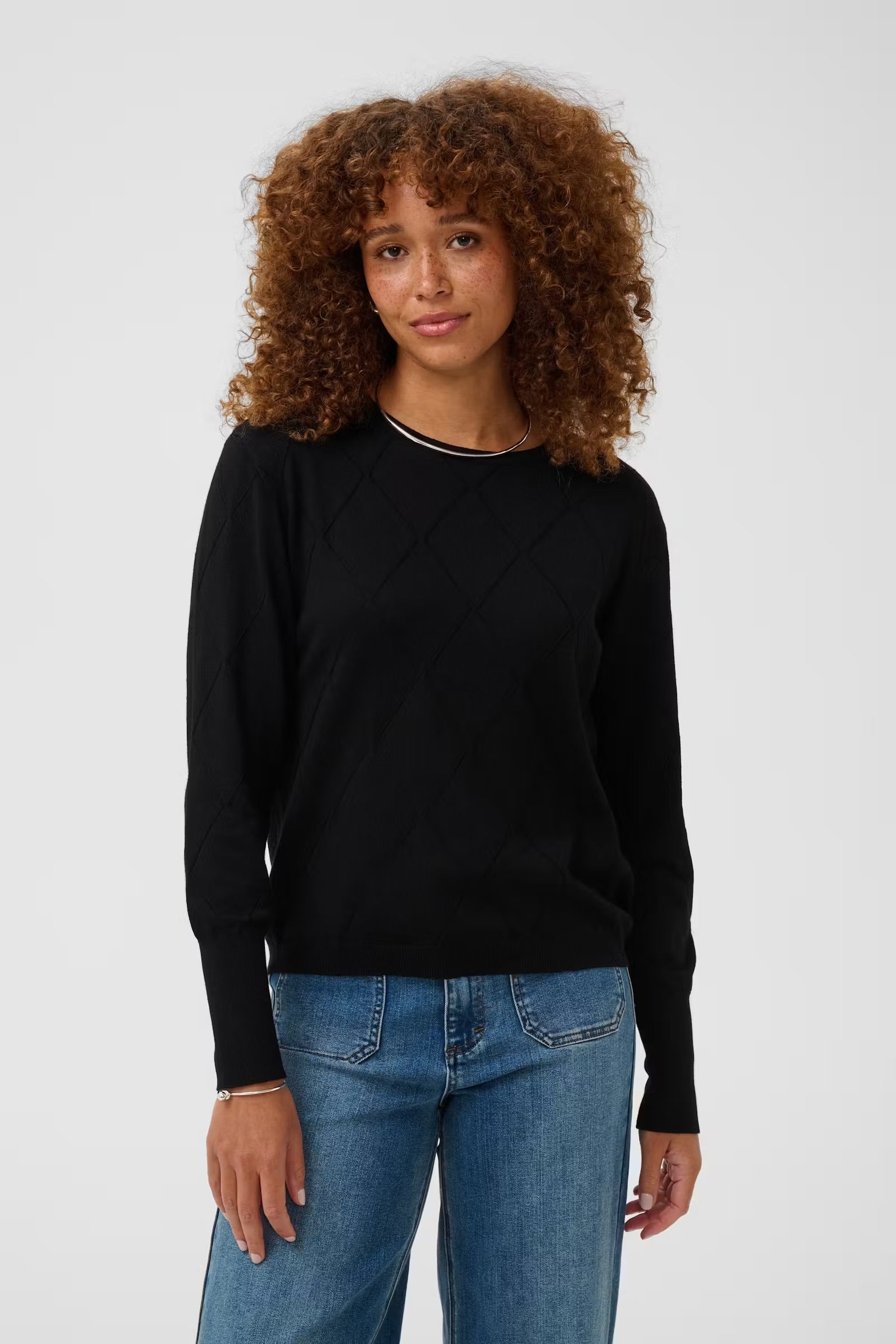 KAFFE LIZZA ARGYLE PULLOVER LS