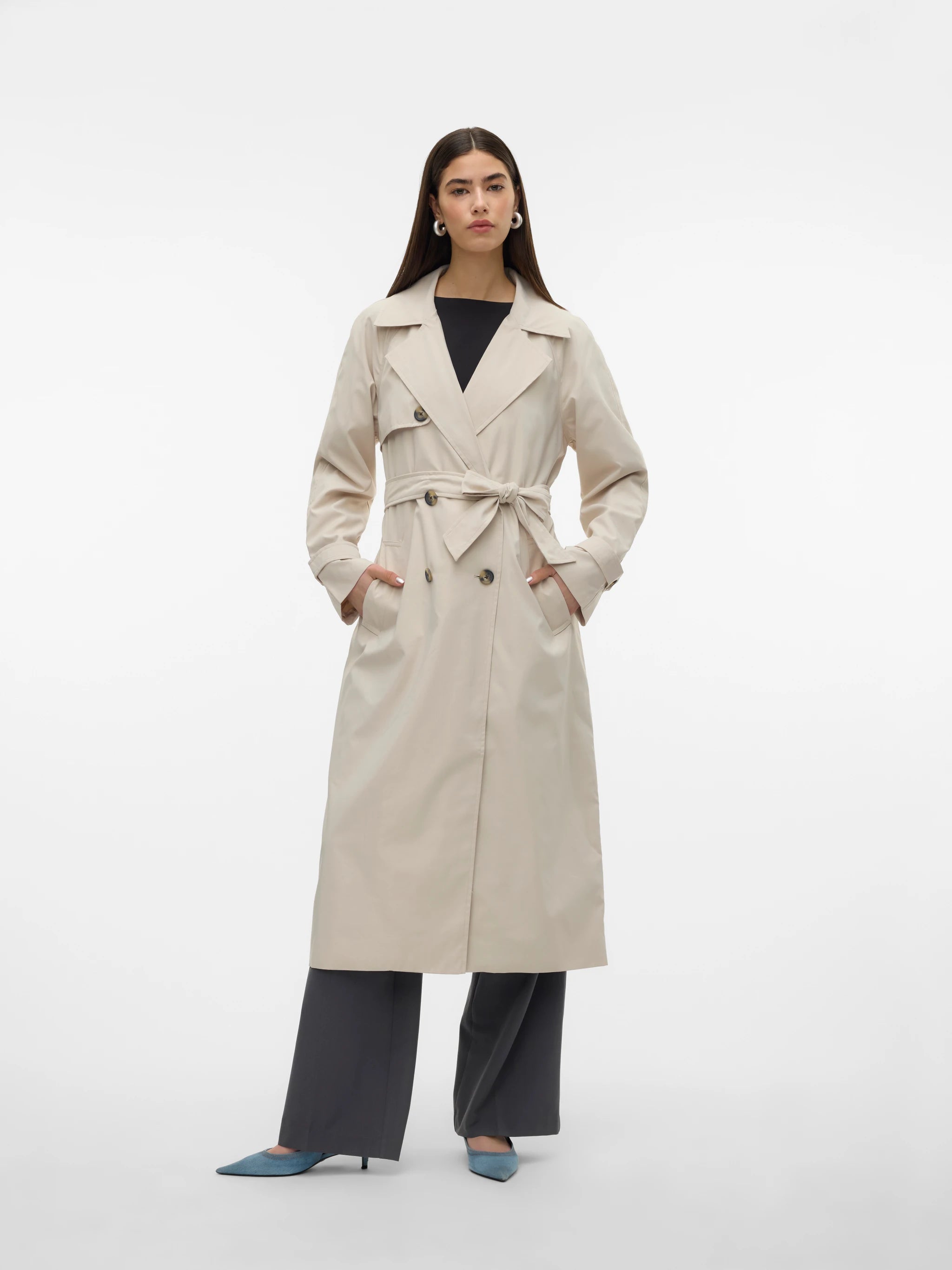 VERO MODA TESSA GOLD LONG TRENCHCOAT