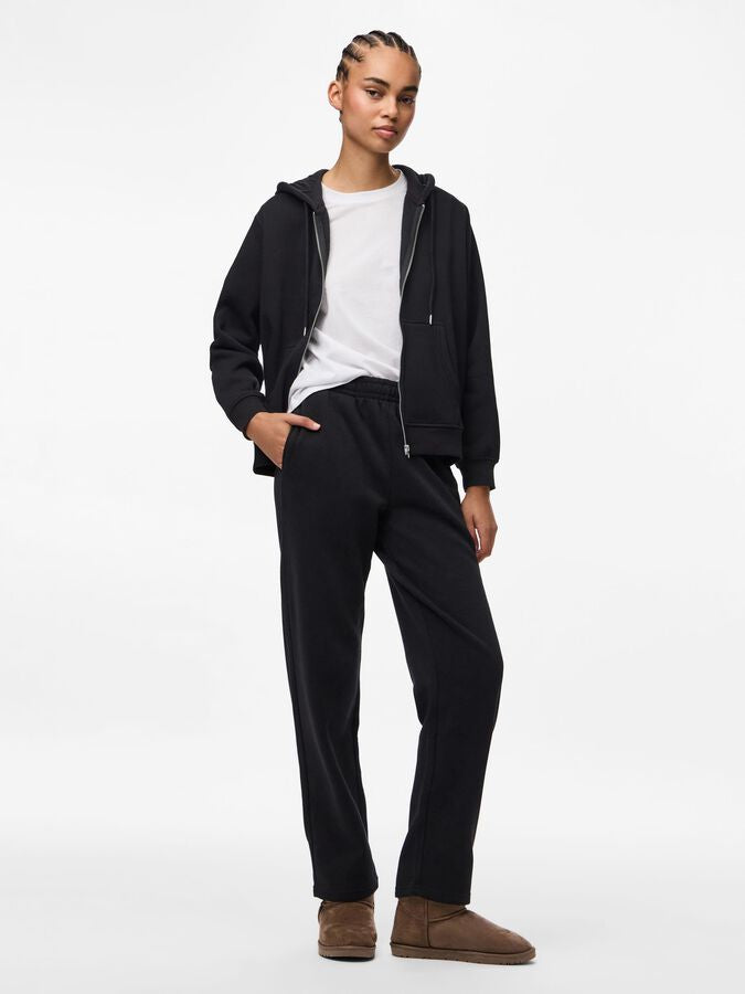 PIECES CHILLI HW STRAIGHT SWEAT PANTS - BLACK