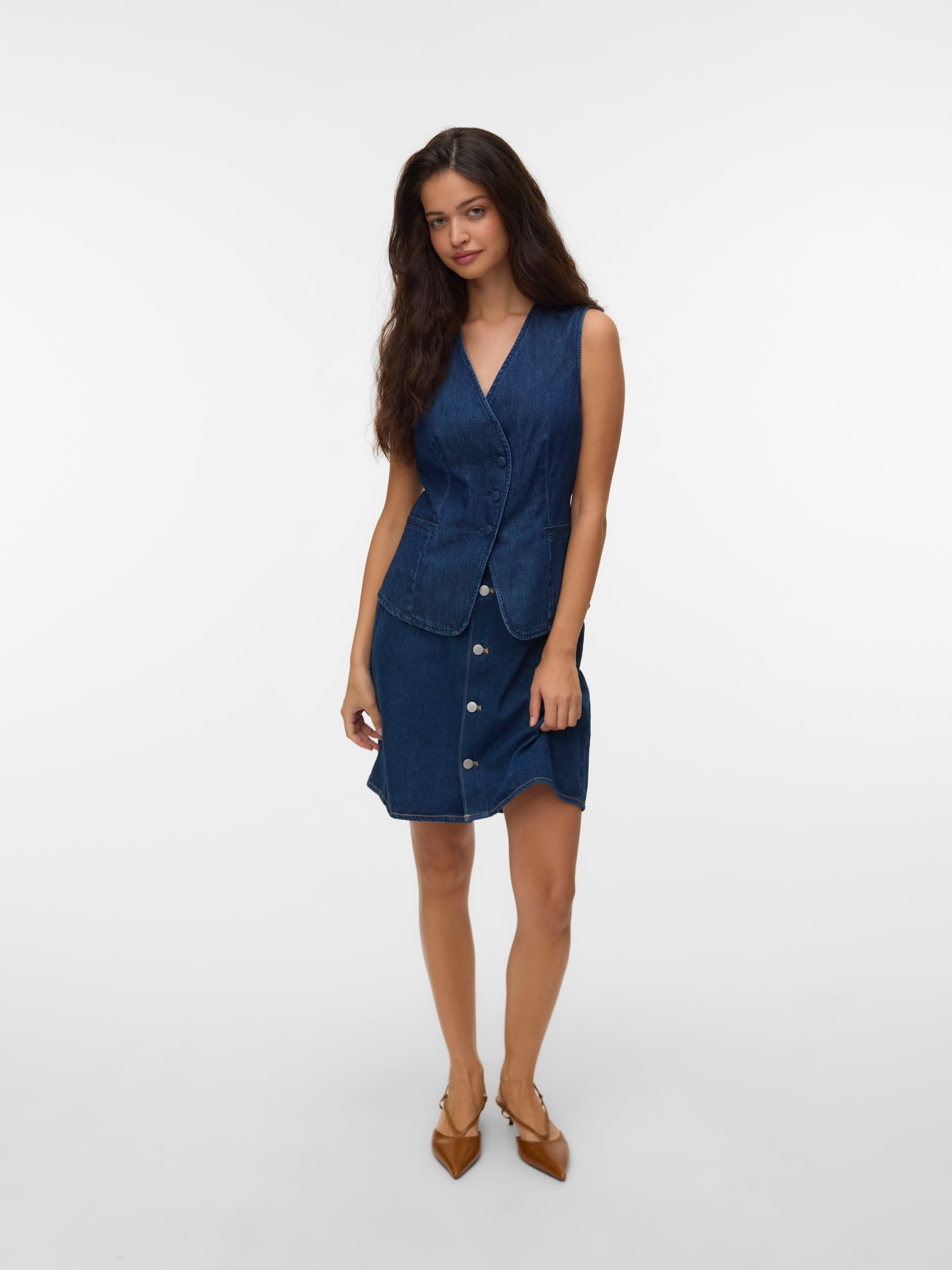 VERO MODA VITA SL DENIM WAISTCOAT
