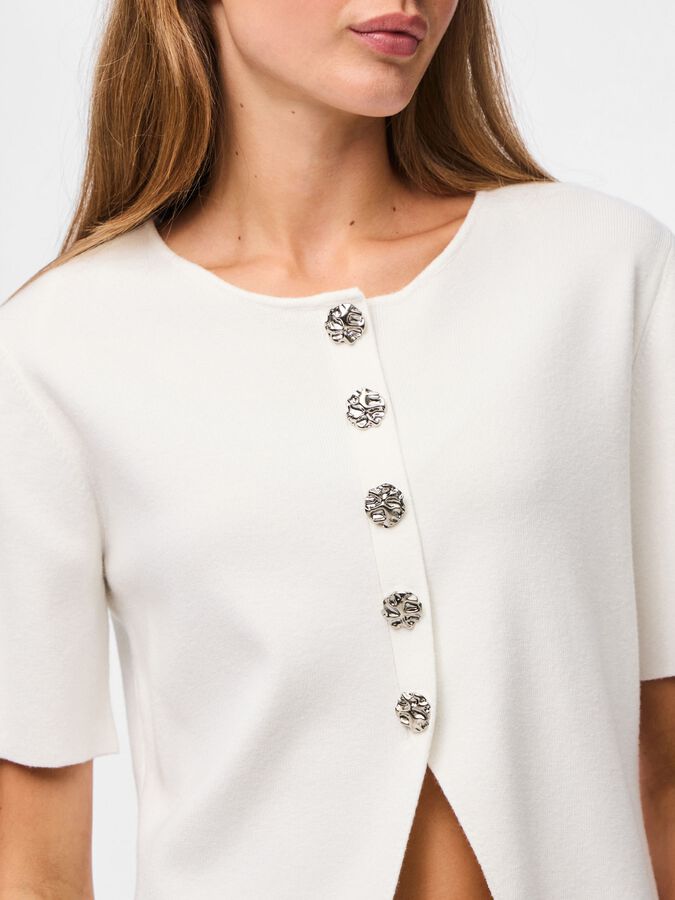 PIECES MARIE SS O-NECK SPLIT KNIT