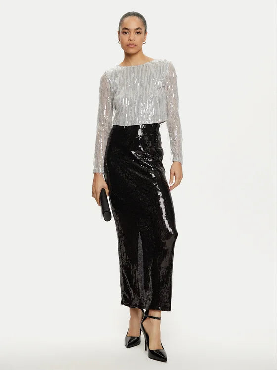 ONLY SPACY LS CROPPED SEQUINS TOP