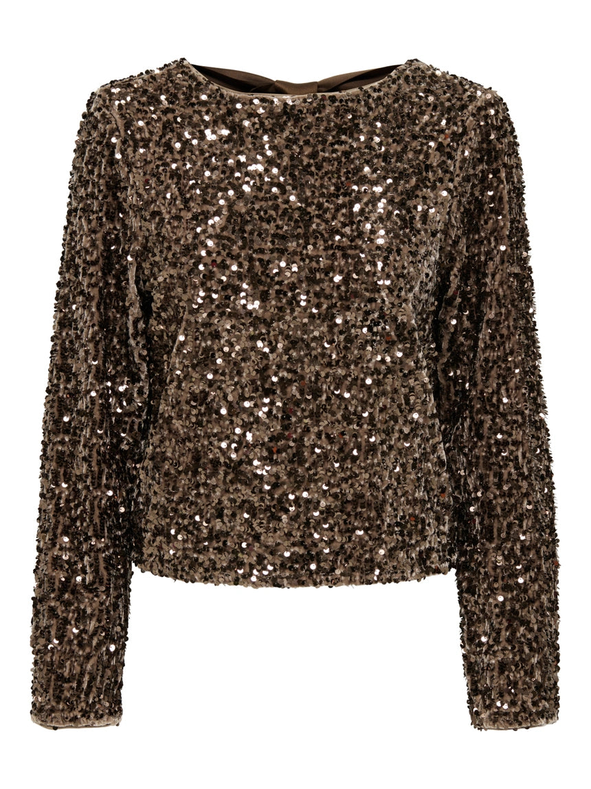 ONLY CONFIDENCE L/S SEQUIN BOW TOP