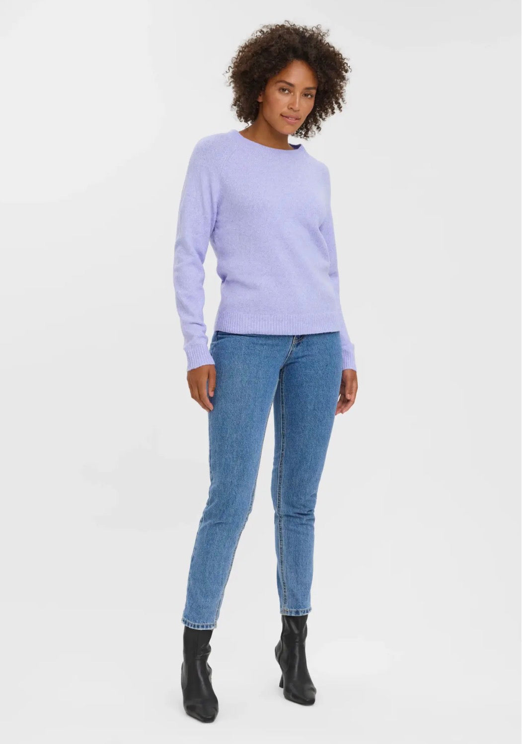 VERO MODA DOFFY LS O-NECK BLOUSE - JACARANDA/MELANGE