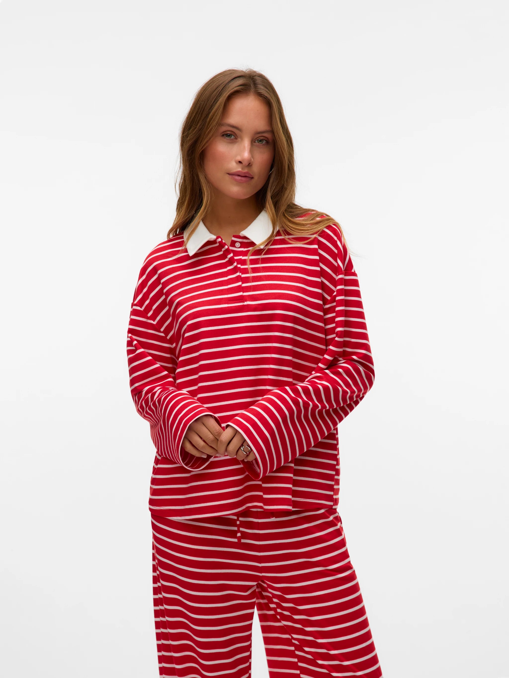 VERO MODA ALMA LS STRIPED POLO TEE